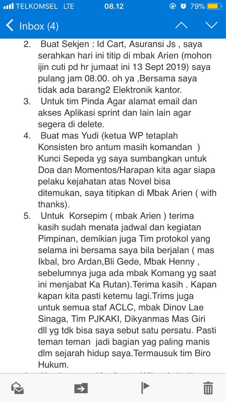 Tsani menyampaikan pengunduran diri itu melalui surat elektronik (e-mail) kepada seluruh pegawai KPK