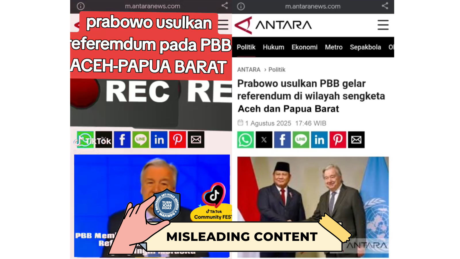 [HOAKS atau FAKTA] : Prabowo Usulkan Referendum untuk Kemerdekaan Aceh dan Papua Barat