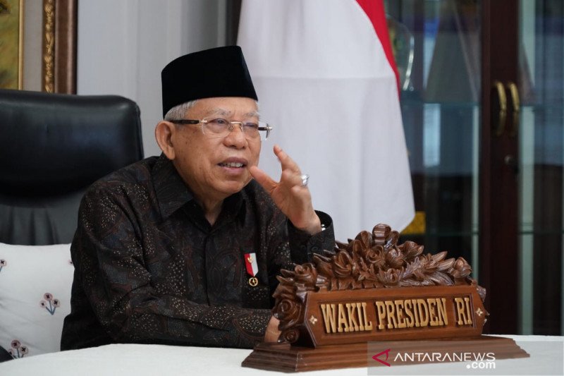 Wakil Presiden Ma'ruf Amin menyampaikan sambutan pada acara Dies Natalis ke-58 Universitas Mataram secara virtual dari rumah dinas wapres di Jakarta, Jumat (2/10/2020). (Asdep Komunikasi dan Informasi Publik (KIP) Setwapres)