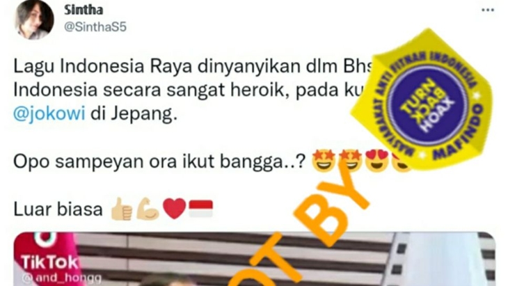 [HOAKS atau FAKTA]: Lagu Indonesia Raya Dinyanyikan Bahasa Jepang saat Kunjungan Jokowi
