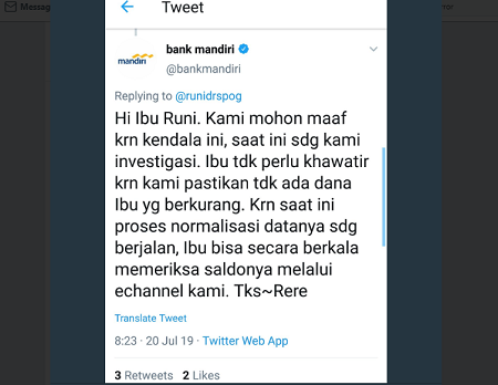 Proses Normalisasi Dijalankan, Bank Mandiri Minta Nasabah Cek Terus Saldonya