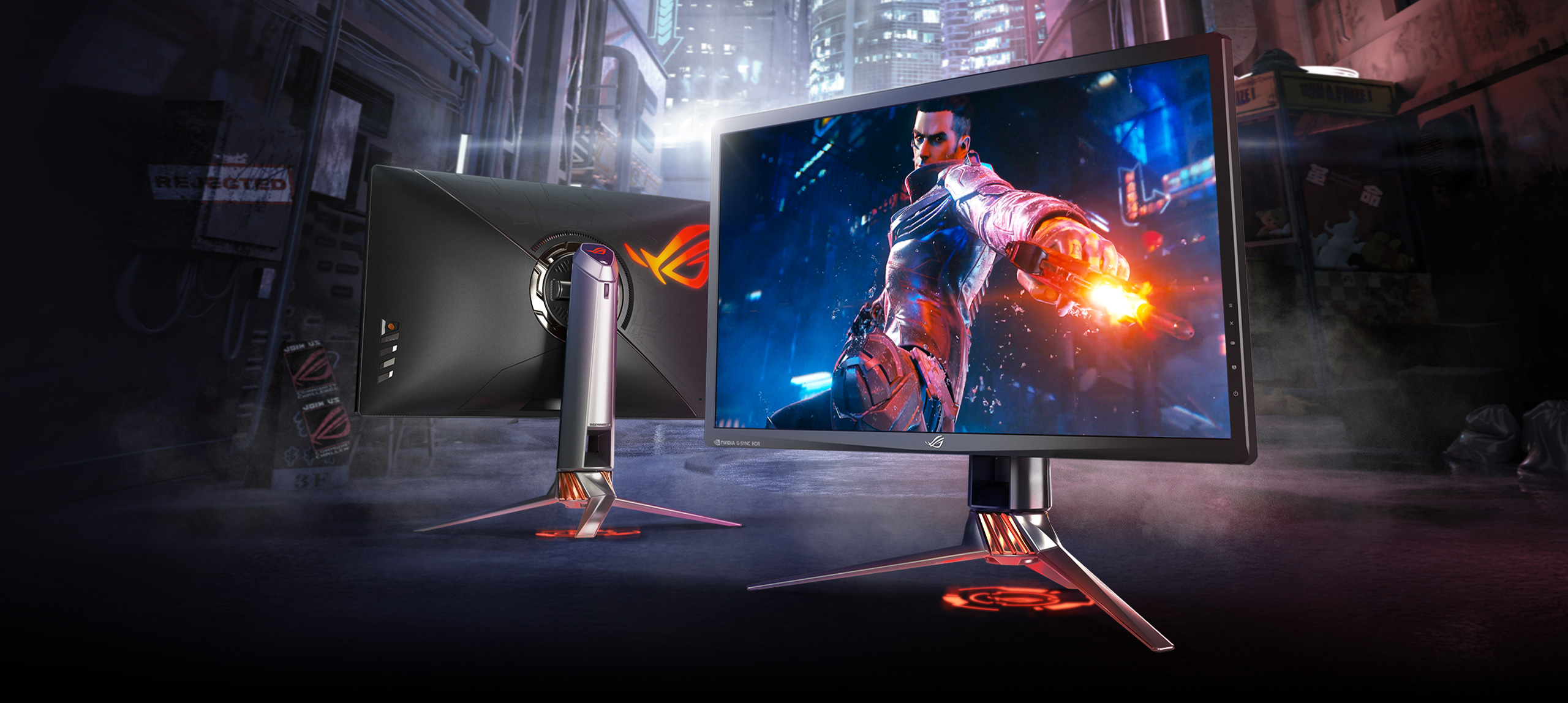 ASUS ROG Swift PG27UQ Gaming Monitor, monitor dengan laser logo dibawahnya (Foto: Asus)