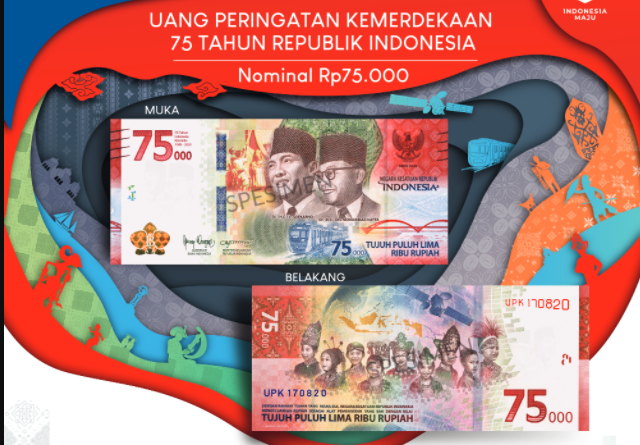 Uang Rupiah nominal 75.000
