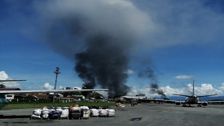 Kerusuhan di Papua yang terlihat dari Bandara Wamena. (Dok.istimewa/Ant)