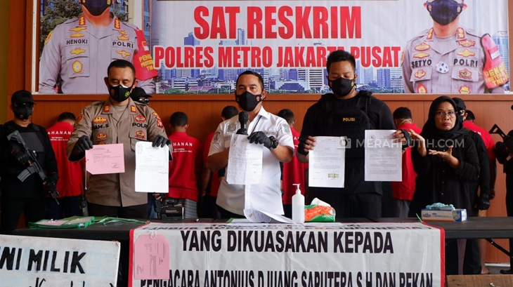   Polres Metro Jakarta Pusat menangkap sejumlah orang dalam kasus mafia tanah. (Foto: MP/Kanugrahan)