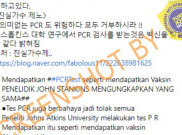 [HOAKS atau FAKTA]: Melakukan Tes PCR Sama dengan Mendapatkan Vaksinasi