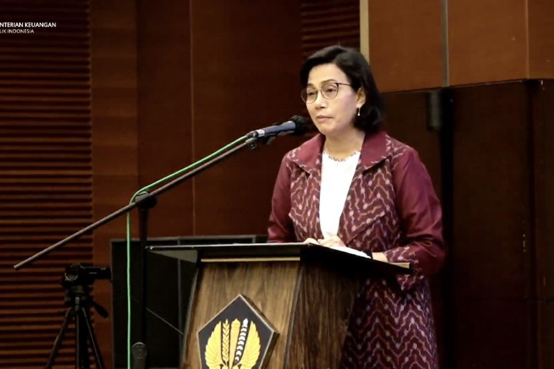 Tangkapan layar Menteri Keuangan Sri Mulyani Indrawati dalam Penandatanganan Perjanjian Hibah BLBI di Jakarta, Kamis (25/11/2021). ANTARA/Astrid Faidlatul Habibah