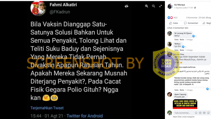 Tangkapan layar hoaks