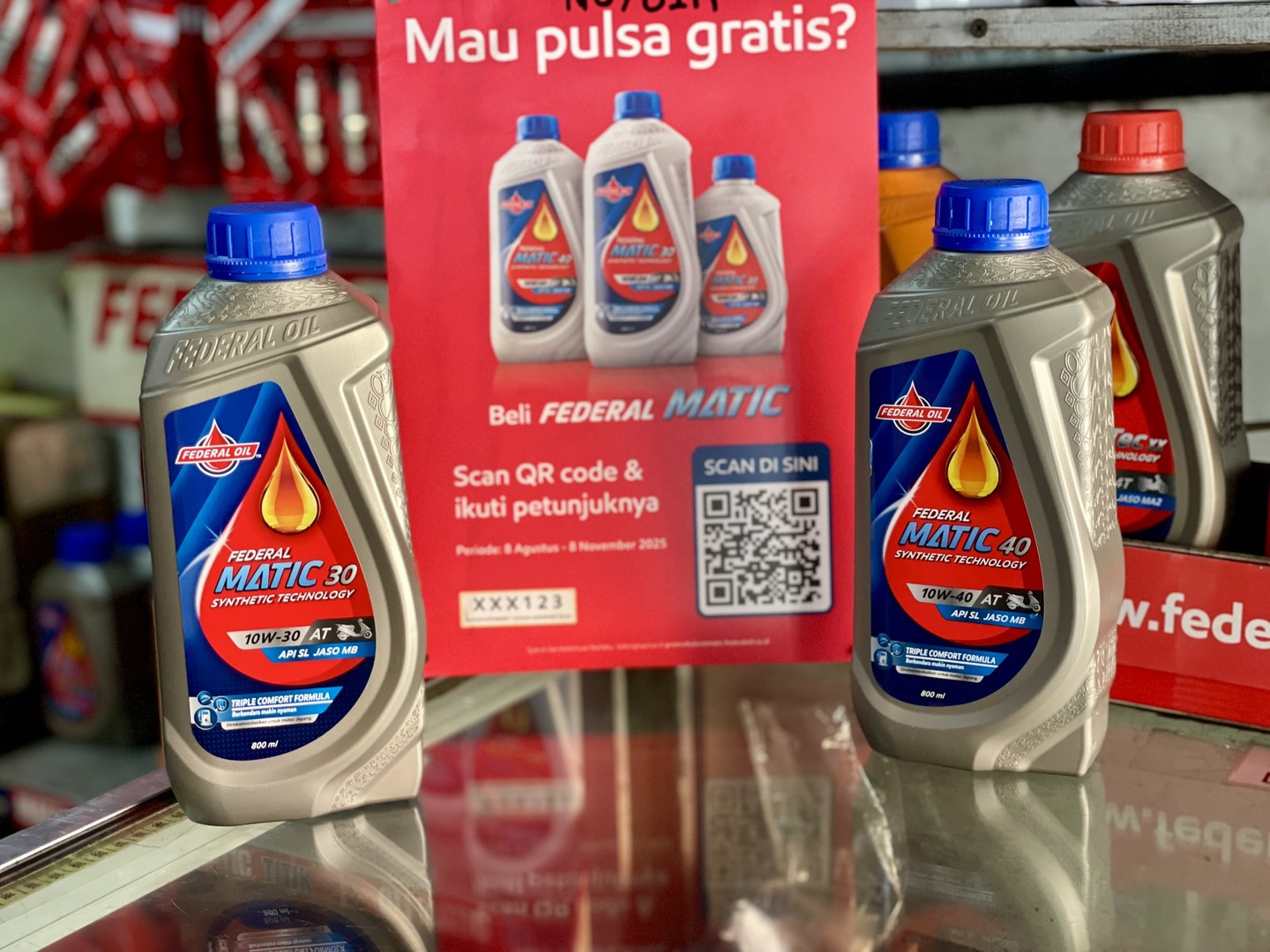 Beli oli motor matic bisa dapat hadiah pulsa