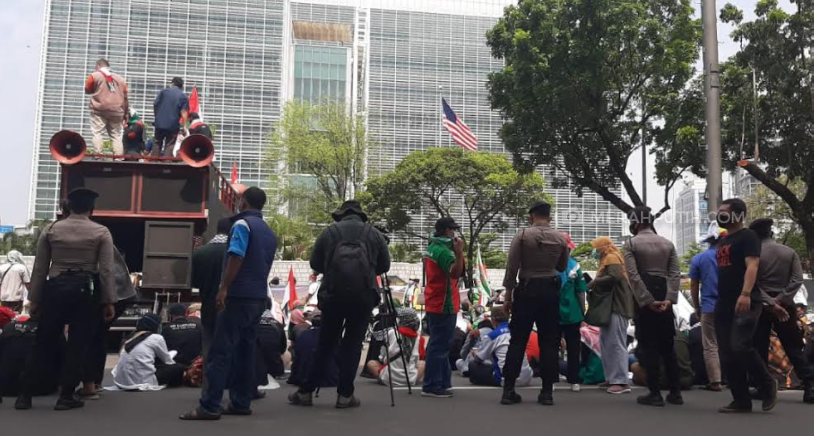 Polisi Peringatkan Massa Buruh Pro Palestina Terapkan Prokes Ketat