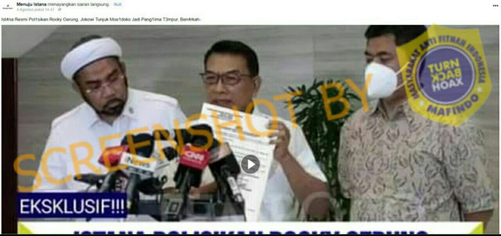 [HOAKS atau FAKTA]: Istana Polisikan Rocky Gerung, Moeldoko Jadi Panglima Tempur