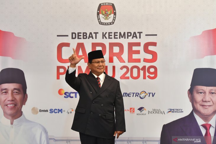 Prabowo Subianto saat debat capres