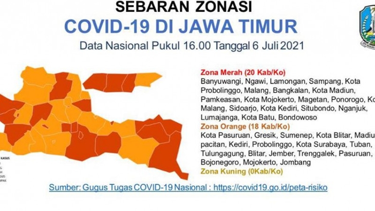Makin Bertambah, Kini Zona Merah di Indonesia Capai 96 Kabupaten/Kota