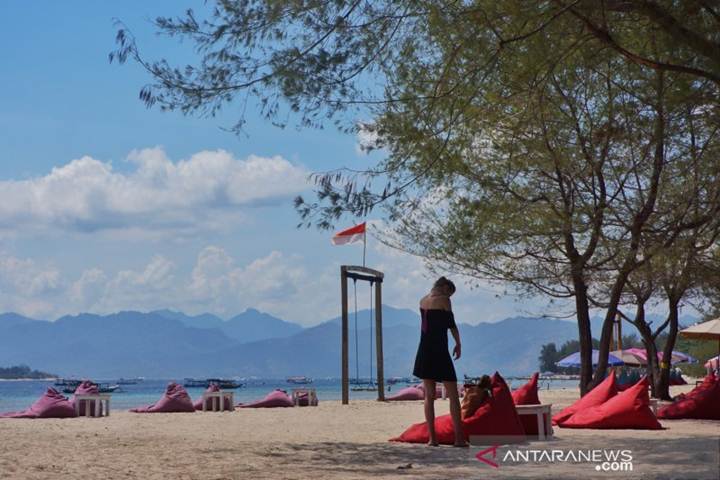Salah satu spot pemandangan wisata yang ada di kawasan Gili Trawangan, Lombok Utara, NTB. (ANTARA/Dhimas B.P.)