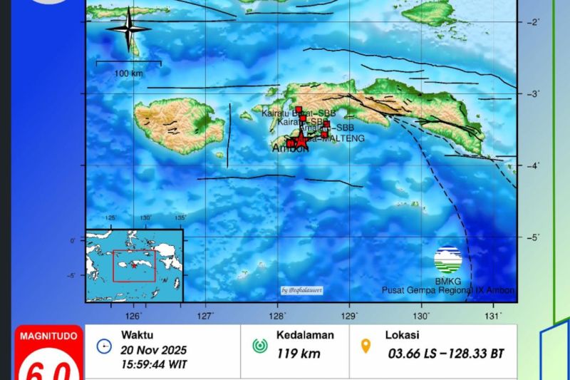 Gempa Tektonik Magnitudo 6 di Laut Banda, Tidak Ada Ancaman Tsunami
