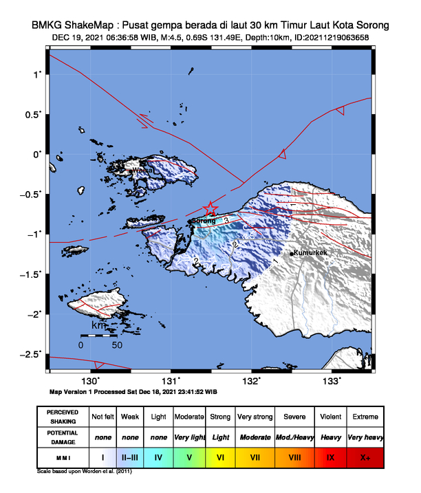 Shakemap Gempa Sorong. (Foto:BMKG)