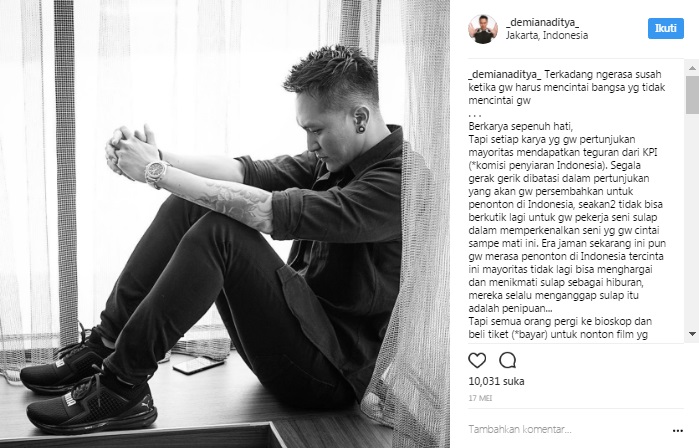 Curahan Hati Pesulap Demian Aditya (Instagram/_demianaditya_)