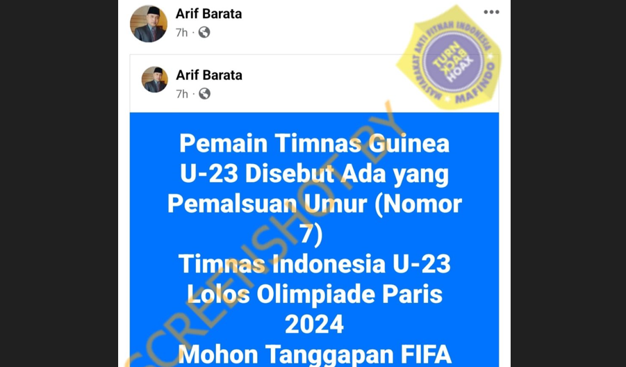 [HOAKS atau FAKTA]: Timnas U23 Lolos Olimpiade Paris 2024 Karena Guinea Pemalsuan Umur