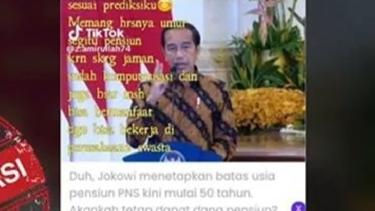[HOAKS atau FAKTA]: Jokowi Ubah Aturan Usia Pensiun PNS Jadi 50 Tahun