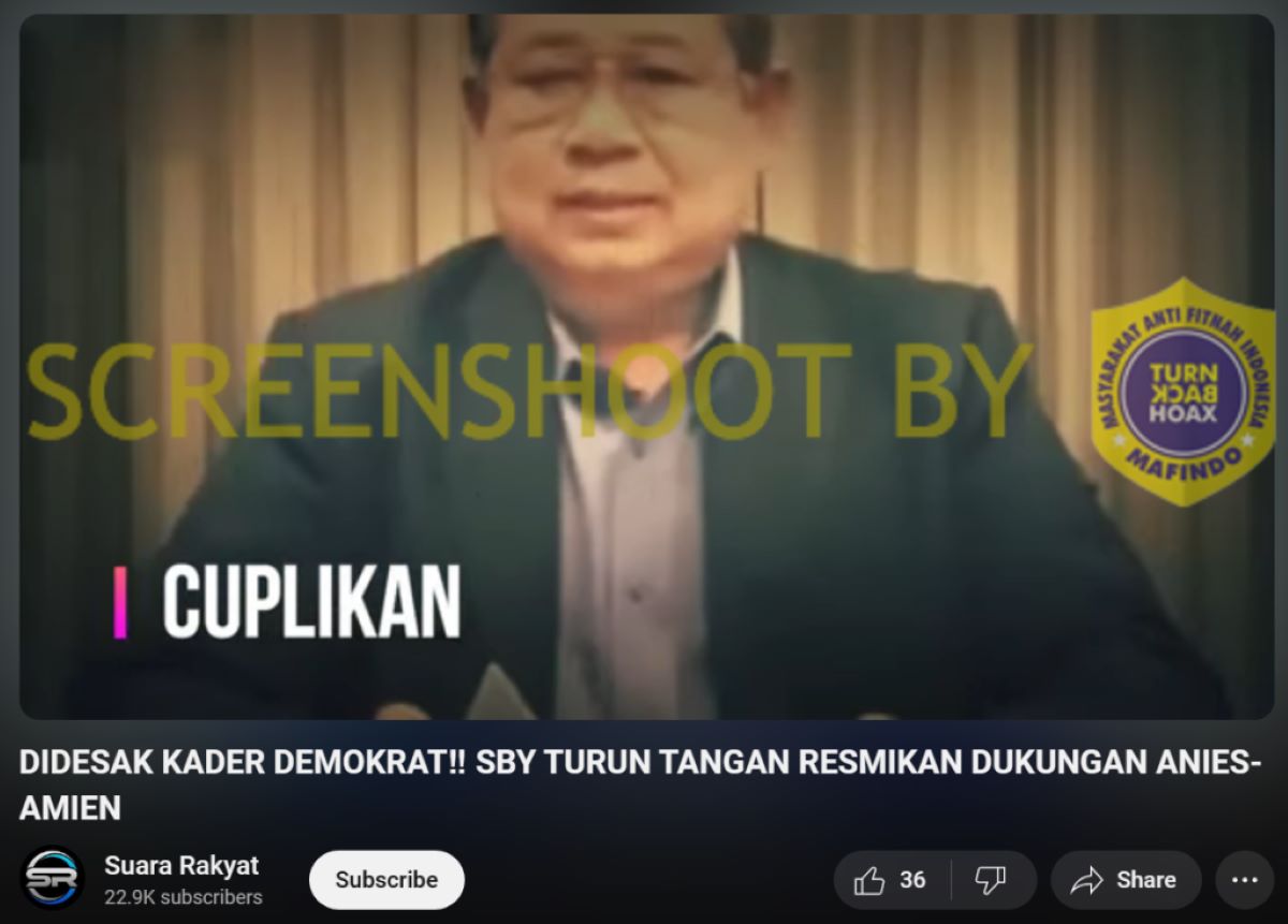 [HOAKS atau FAKTA]: SBY Penuhi Desakan Kader Demokrat Dukung AMIN
