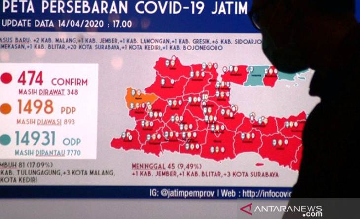 Ilustrasi penyebaran Virus Corona di Jawa Timur