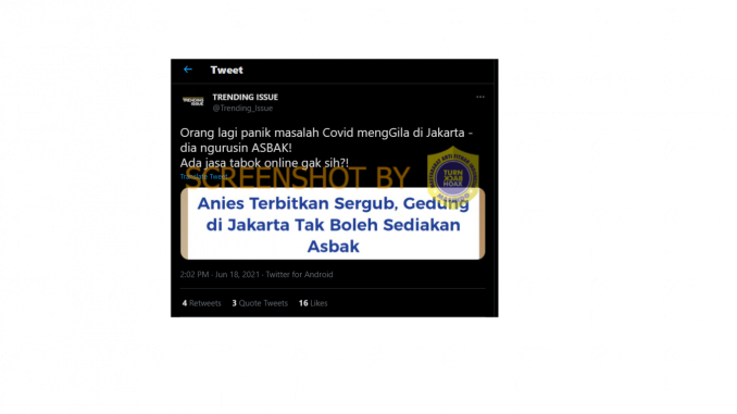Tangkapan layar hoaks. (Foto:  Antara)