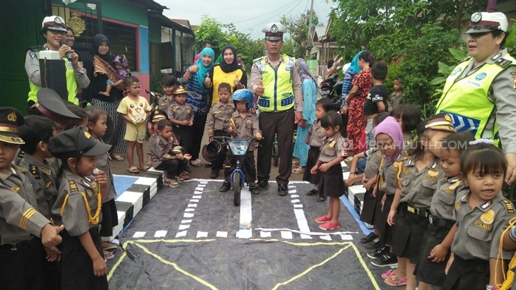 Begini Cara Polres Belawan Bekali Bocah TK Merah Putih Berlalu Lintas
