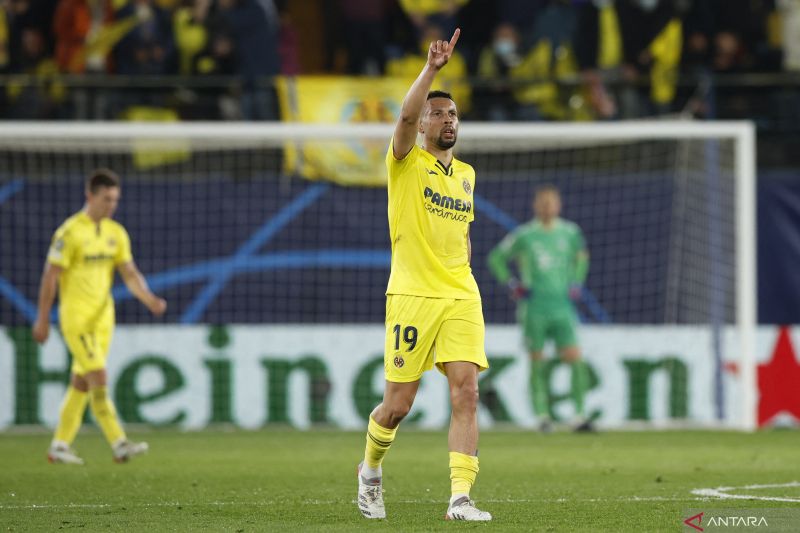 Selebrasi Francis Coquelin setelah mencetak gol untuk Villarreal. (Foto: Antara)