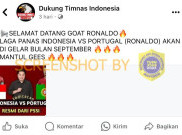 [HOAKS atau FAKTA] : Timnas Indonesia Vs Portugal di GBK September 2024