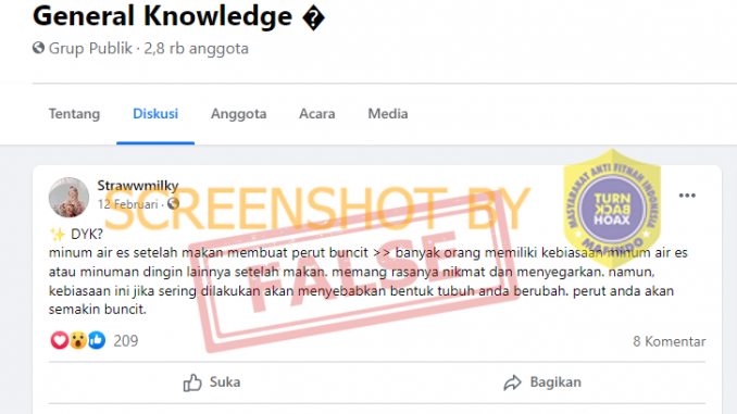 Tangkapan layar hoaks.