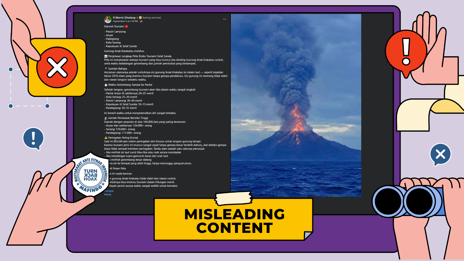 [HOAKS atau FAKTA]: Pesisir Banten dan Lampung Darurat Tsunami akibat Erupsi Gunung Anak Krakatau?