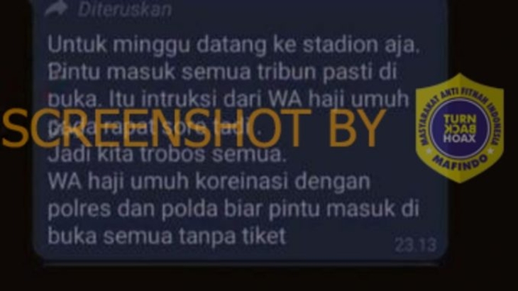 [HOAKS atau FAKTA]: Nonton Gratis Persib Bandung Vs Bali United di Stadion GBLA