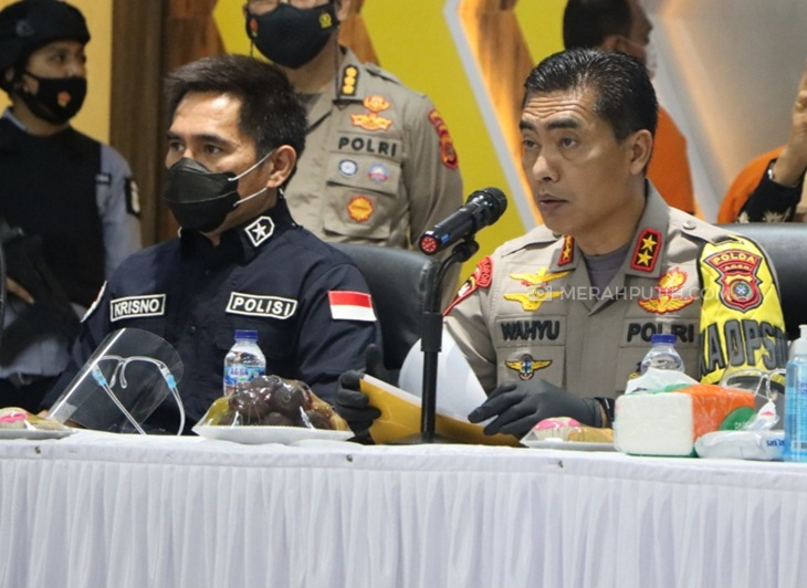  Konferensi pers pengungkapan penyelundupan sabu-sabu dari Malaysia ke Aceh. (Foto: MP/Kanugrahan)