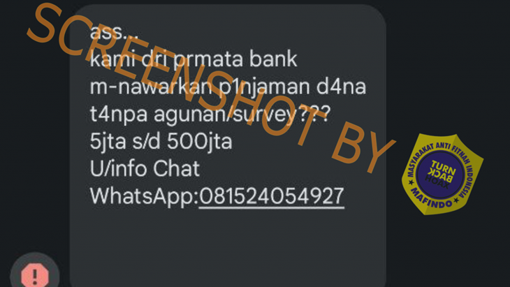 [HOAKS atau FAKTA]: Permata Bank Tawarkan Pinjaman Uang Tanpa Agunan dan Survei