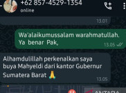 Nama Gubernur Sumbar Dicatut untuk Penipuan Via WA
