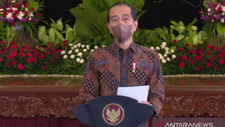 Presiden Joko Widodo dalam "Rapat Koordinasi Nasional Pengendalian Inflasi Tahun 2021" di Istana Negara Jakarta, Rabu (25/8/2021) ANTARA/Desca Lidya Natalia.