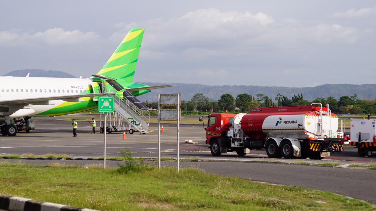 Pesawat Citilink di Bandara Solo. (Foto: MP/Ismail)