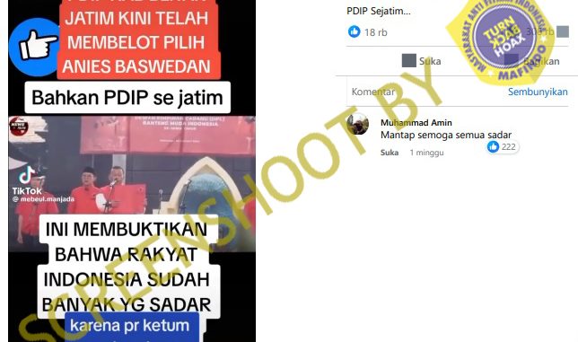 [HOAKS atau FAKTA]: PDIP Se-Jawa Timur Membelot Mendukung Anies Baswedan