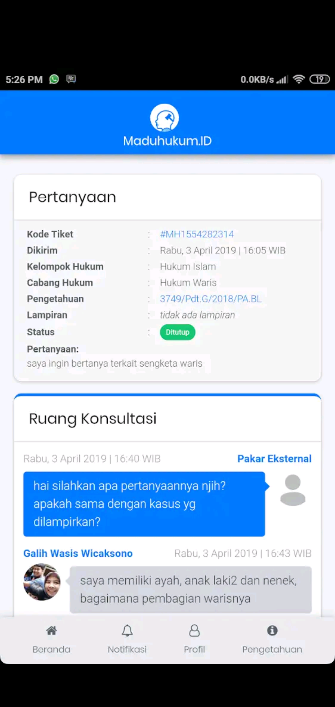 Aplikasi Maduhukum. (Foto: Tangkapan Layar)