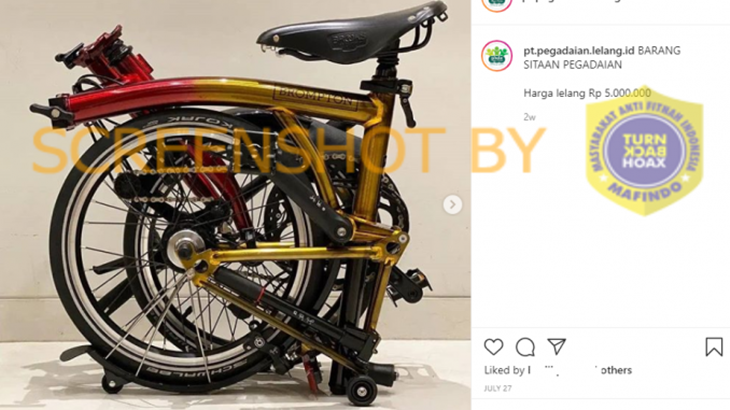 [HOAKS atau FAKTA] Lelang Online Sepeda Brompton Rp5 Juta  Atas Nama PT Pegadaian