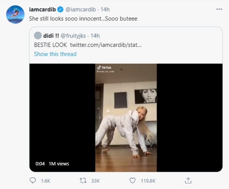 Komentar Cardi B untuk 'WAP Dance Challenge' Rose BLACKPINK