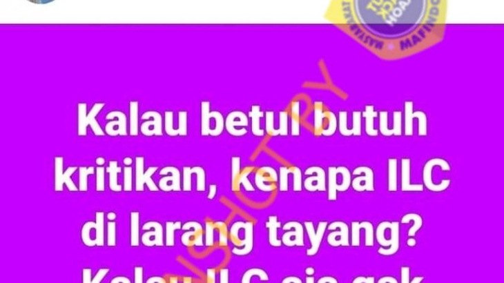 [HOAKS atau FAKTA]: ILC Dilarang Tayang oleh Pemerintah