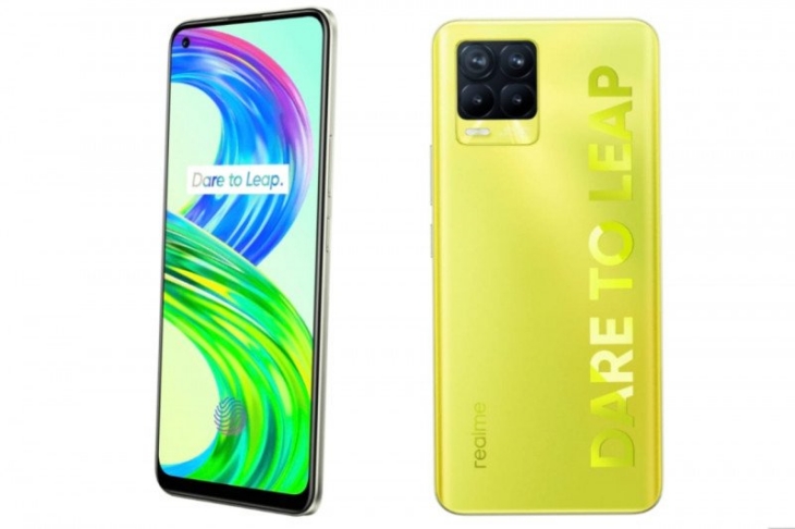 Tampilan Realme 8 Pro dengan warna Illuminating Yellow yang diklaim dapat menyala di tengah gelap atau "Glow in the Dark". (Foto: ANTARA/HO/Realme.com)