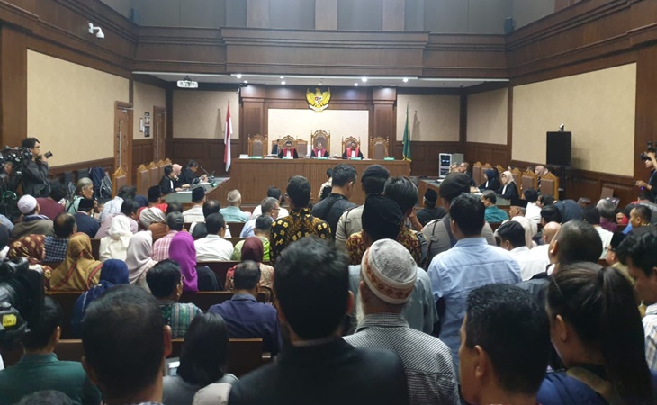 Suasana sidang vonis eks Ketum PPP Romahurmuziy di Pengadilan Tipikor Jakarta