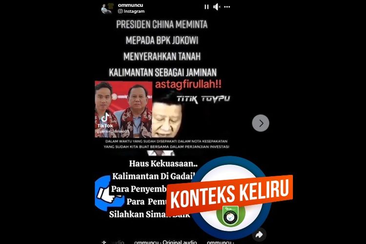[HOAKS atau FAKTA] Tiongkok Minta Jokowi Jadikan Kalimantan Jaminan Utang