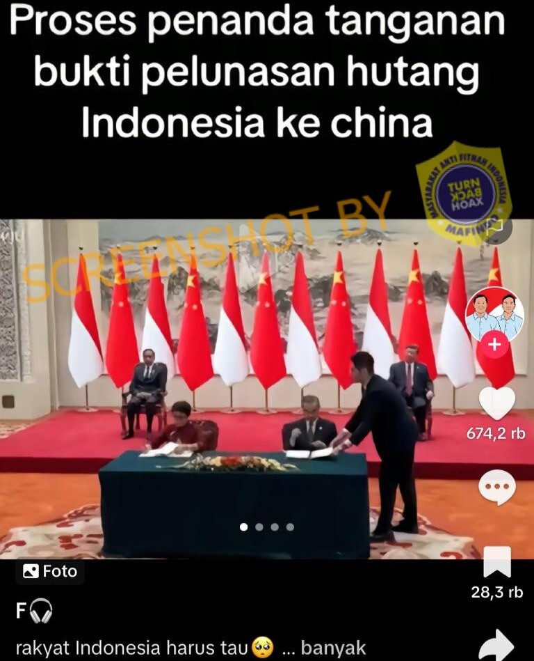 [HOAKS atau FAKTA]: Indonesia Lunasi Utang ke China