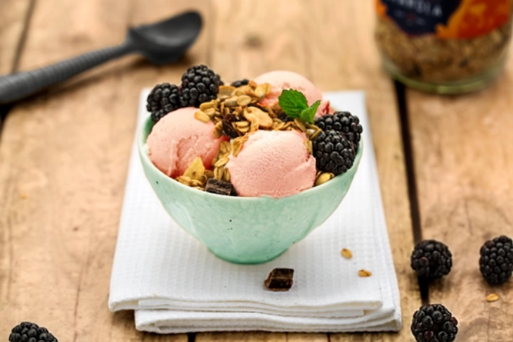 granola on ice cream