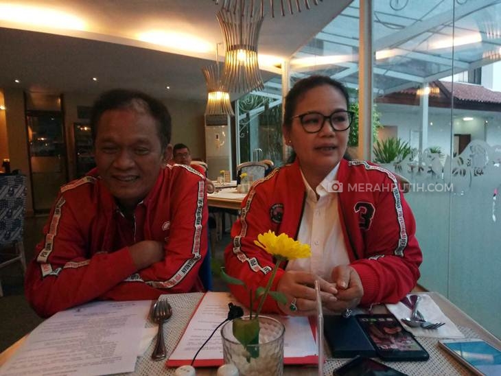  Bendahara DPD PDIP Jateng Agustina Wilujeng Pramestuti (kanan) dan Ketua DPD PDIP Jateng Bambang Wuryanto (kiri). (MP/Ismail)