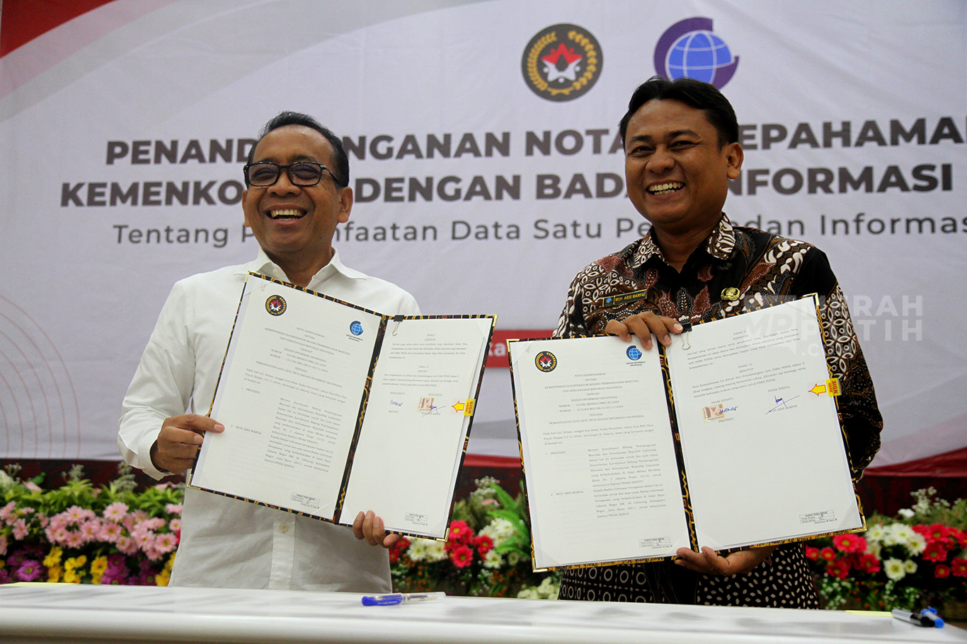 Kemenko PMK dan Badan Geospasial Teken MoU Lanjutkan Kebijakan Satu Peta