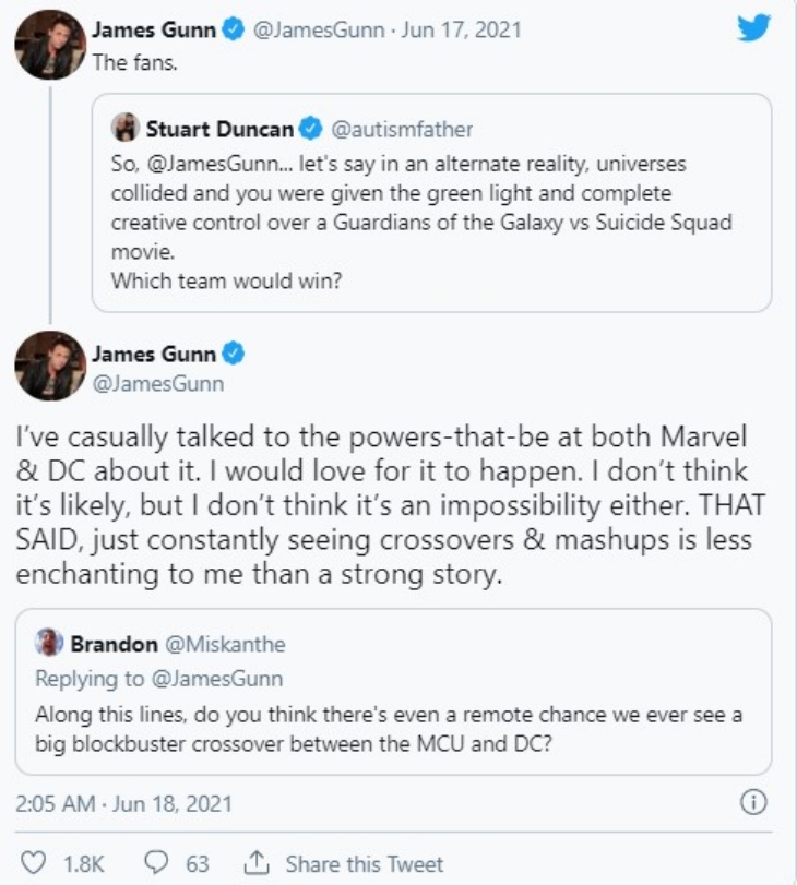 James Gunn Pernah Memikirkan Kemungkinan Crossover Film Marvel dan DC